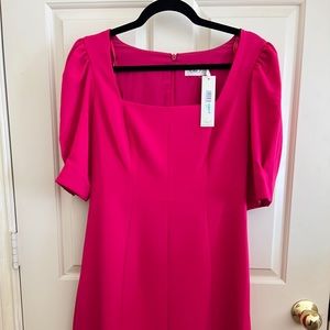 NWT Eliza J Hot Pink Square Neck Fit & Flare Mini Dress